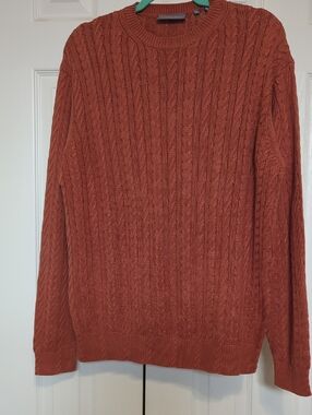 Hickey Freeman Cable Knit Sweater Large Pumpkin Spice